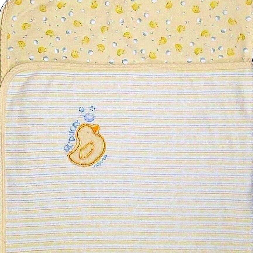 Absorba Unisex Baby Lil' Ducky Bubble Blanket Yellow 30x30 Rubber Duckie Euc